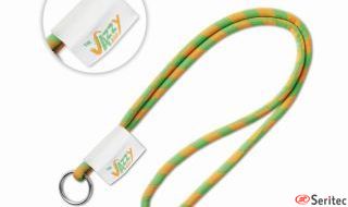 Lanyard de cordón 2 tonos con etiqueta tejida